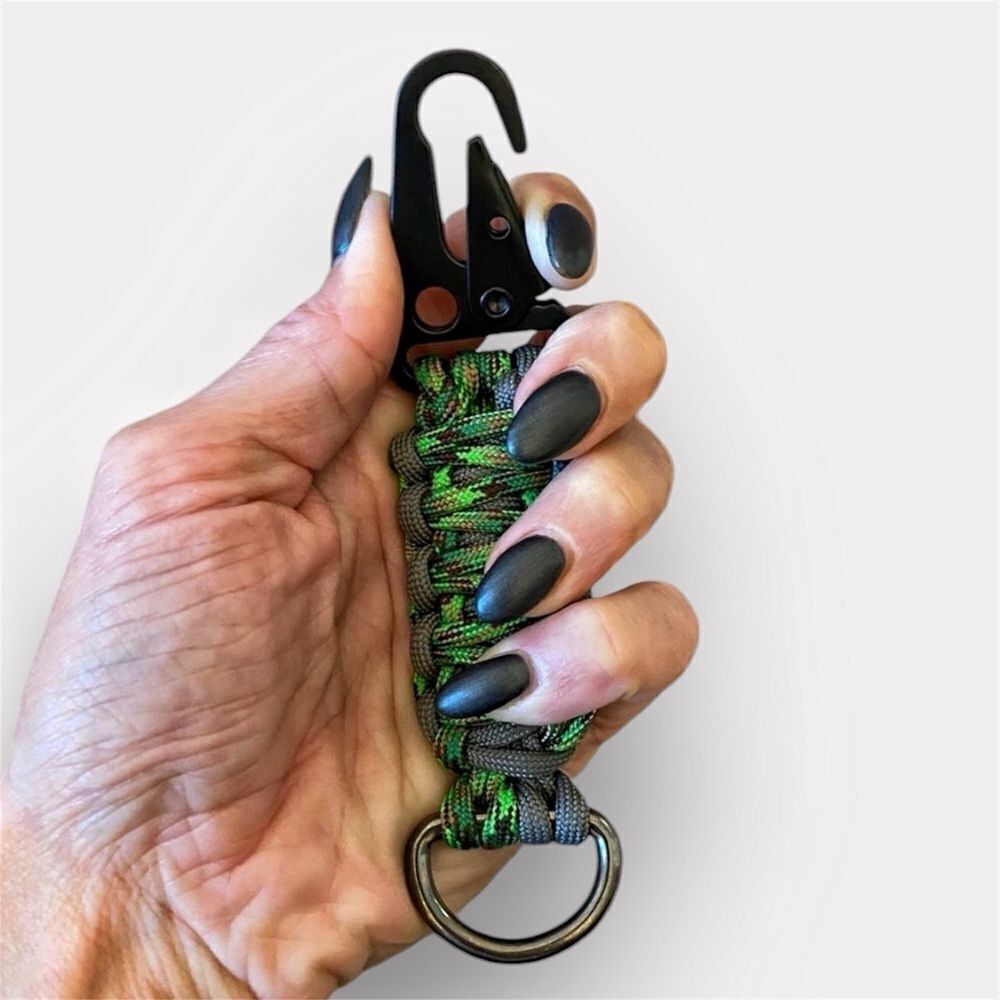 Paracord Keychain Handmade USA Unisex Sporty Green Grey NEW King Cobra